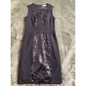 Calvin Klein Black Sequin Panels  Sleeveless Dress SZ 2